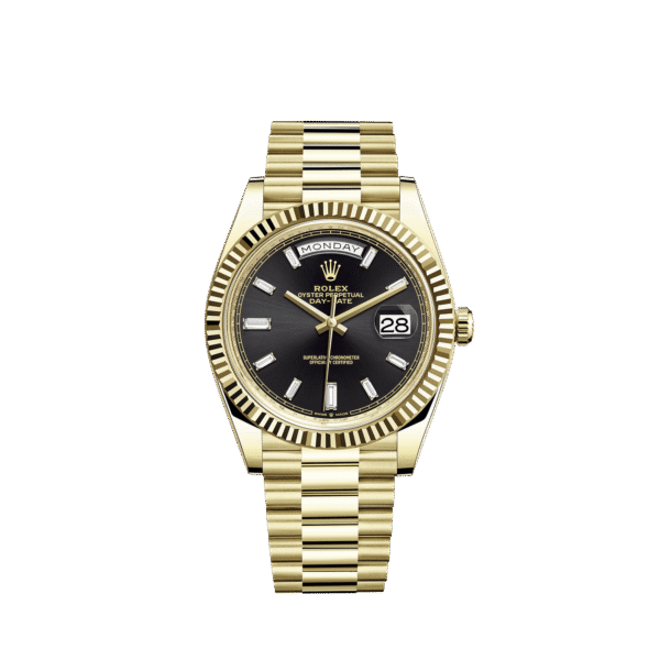 Day-Date Yellow Gold Black Baguette 40mm
